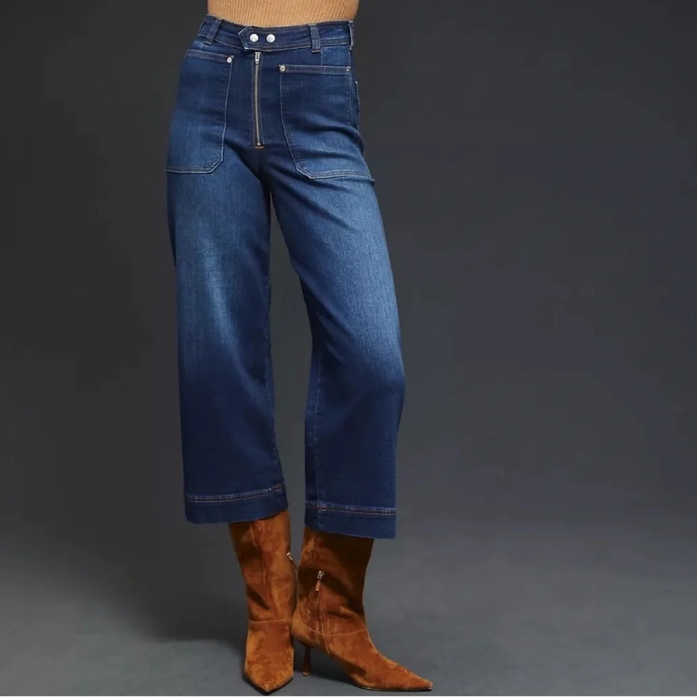 Anthropologie Pilcro Skipper Colette Wide Leg Crop Jeans High Rise Size 28 NWT - Picture 2 of 12
